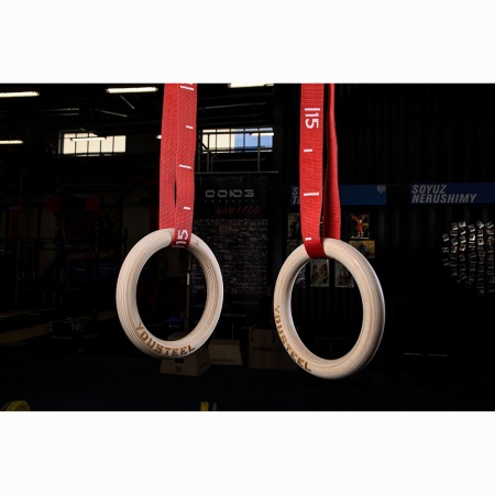 Купить Кольца гимнастические 32 мм красные стропы в Заполярном 
