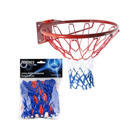 Купить Сетка баскетбольная Torres, нить 4 мм, бело-сине-красная в Заполярном 