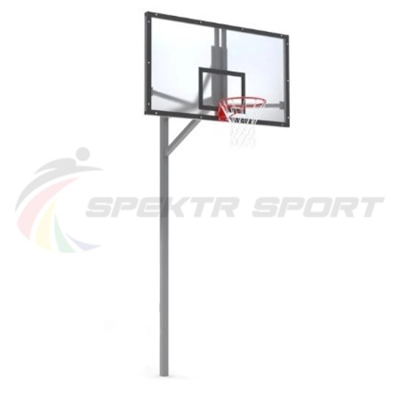 Купить Стойка баскетбольная уличная упрощенная со щитом из оргстекла, кольцом и сеткой SP D 412 в Заполярном 